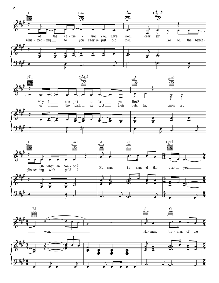Human Of The Year Piano, Vocal, Guitar scores gallery preview page 2