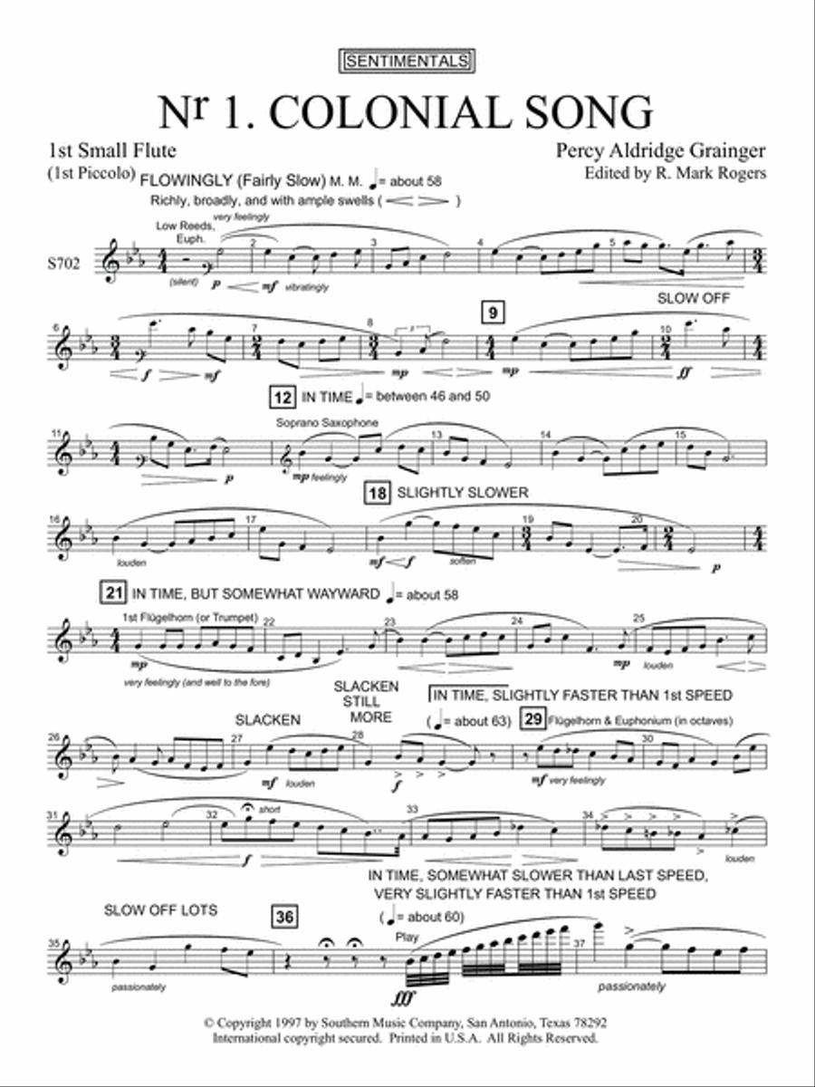 Colonial Song - Piccolo 1 Concert Band scores gallery preview page 2