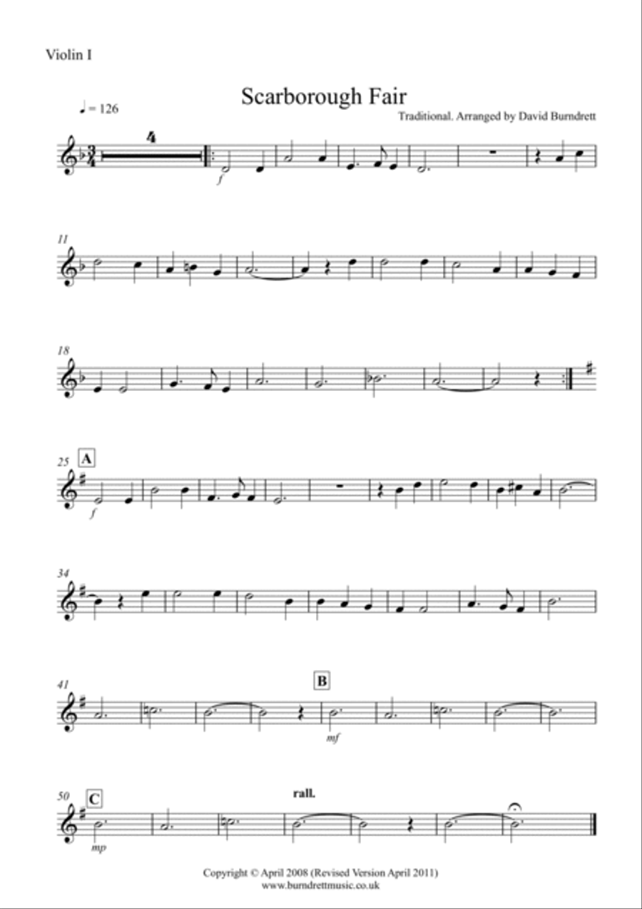 Scarborough Fair for String Orchestra String Quartet scores gallery preview page 4