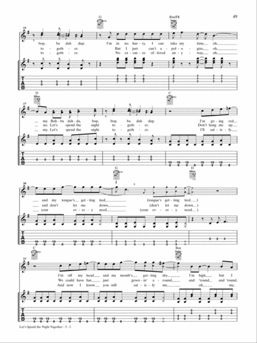 Let's Spend the Night Together Guitar Tablature scores gallery preview page 2