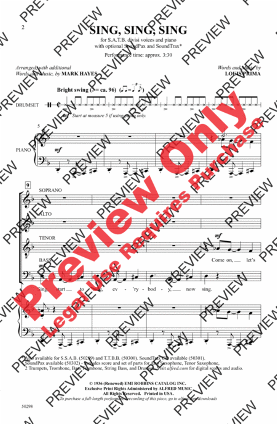 Sing, Sing, Sing 4-Part scores gallery preview page 2