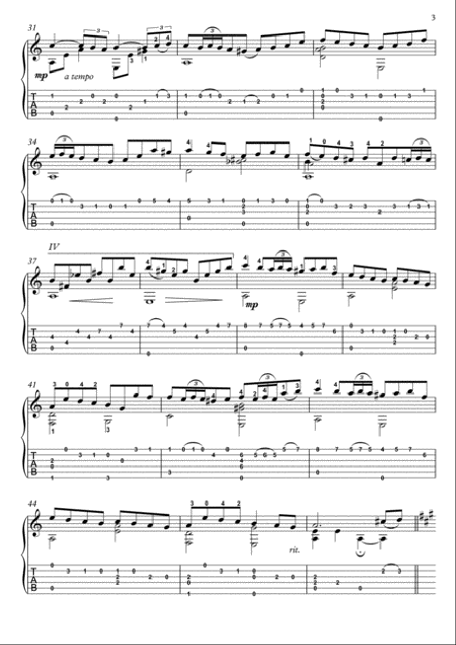 Alcantara by Baden Powel guitar fingerstyle Classical Guitar scores gallery preview page 3