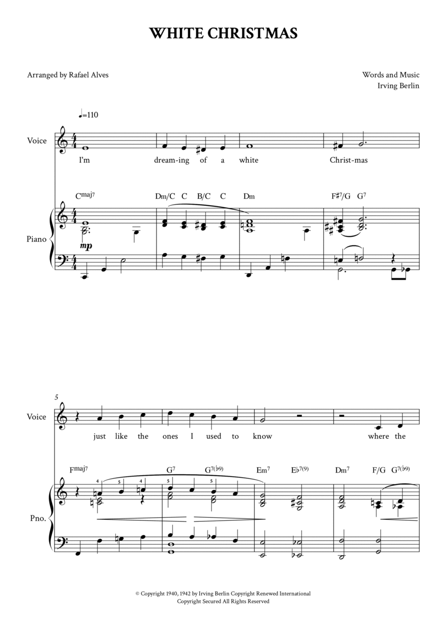 White Christmas Piano Solo scores gallery preview page 1