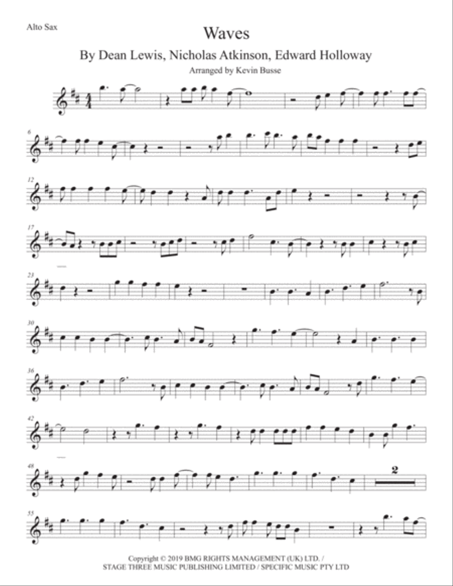 Waves Alto Saxophone scores gallery preview page 1