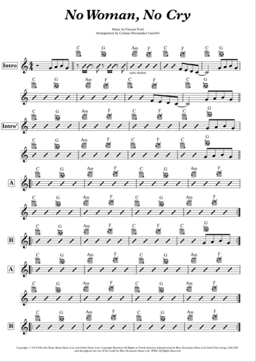 No Woman No Cry Ukulele scores gallery preview page 1