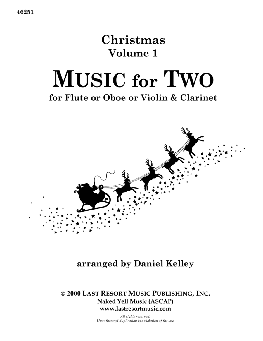 Music for Two, Christmas for Flute or Oboe or Violin & Clarinet in Bb #46251