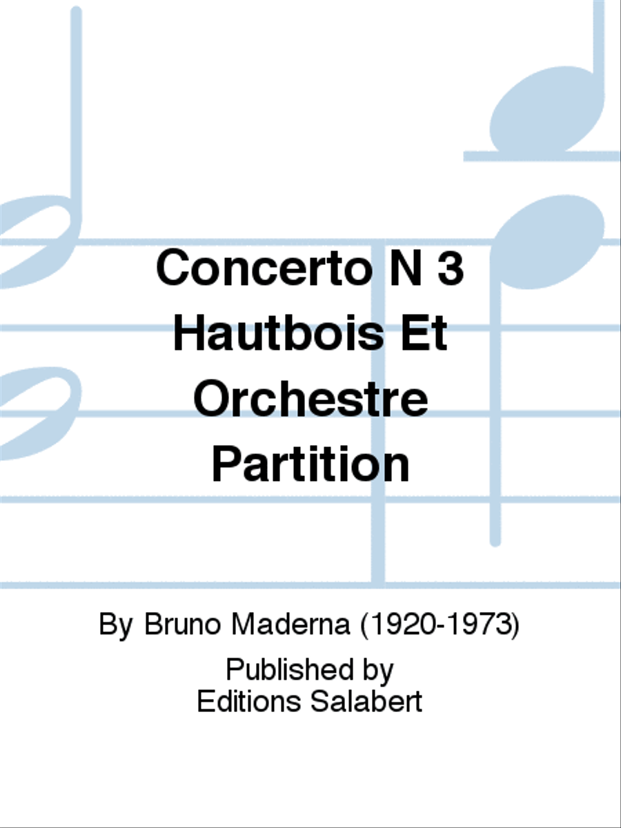 Concerto N 3 Hautbois Et Orchestre Partition