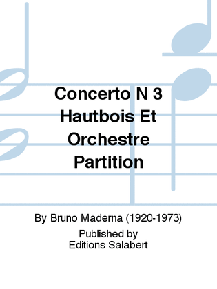 Concerto N 3 Hautbois Et Orchestre Partition