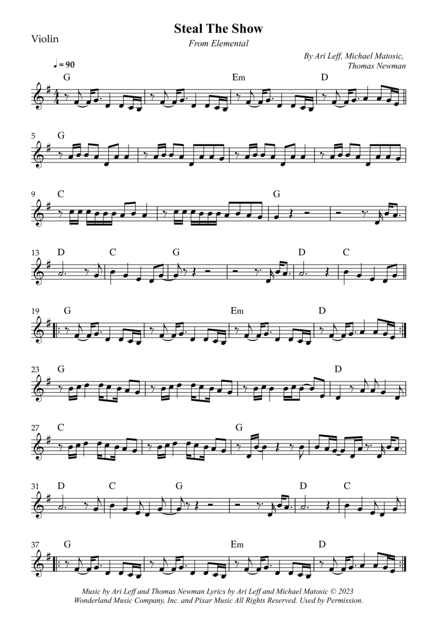 Steal The Show Violin Solo scores gallery preview page 1