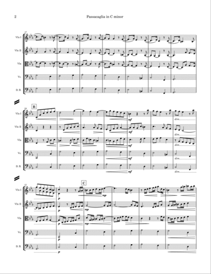Passacaglia in C minor BWV 582 for String Orchestra String Orchestra scores gallery preview page 2