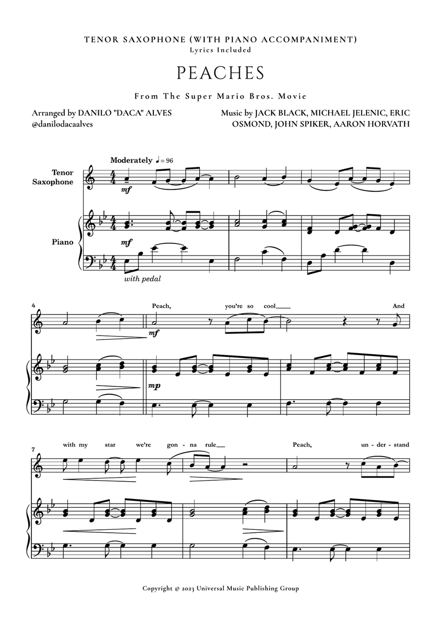 Peaches Tenor Saxophone scores gallery preview page 1