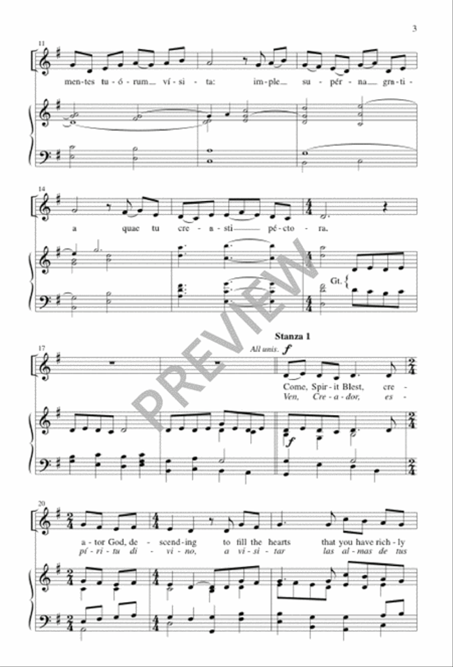 Ven, Creador, Espíritu Divino / Come, Spirit Blest, Creator God 4-Part scores gallery preview page 3