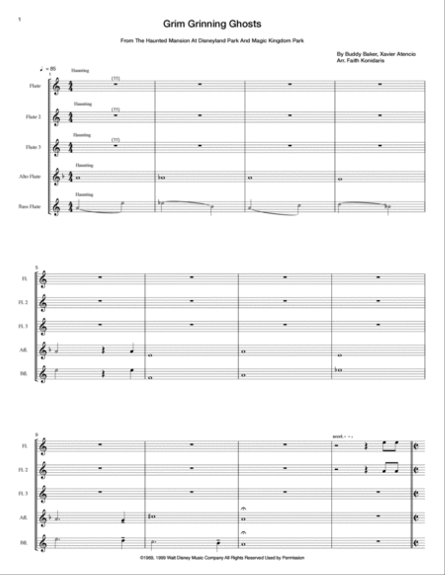 Grim Grinning Ghosts Flute Choir scores gallery preview page 2