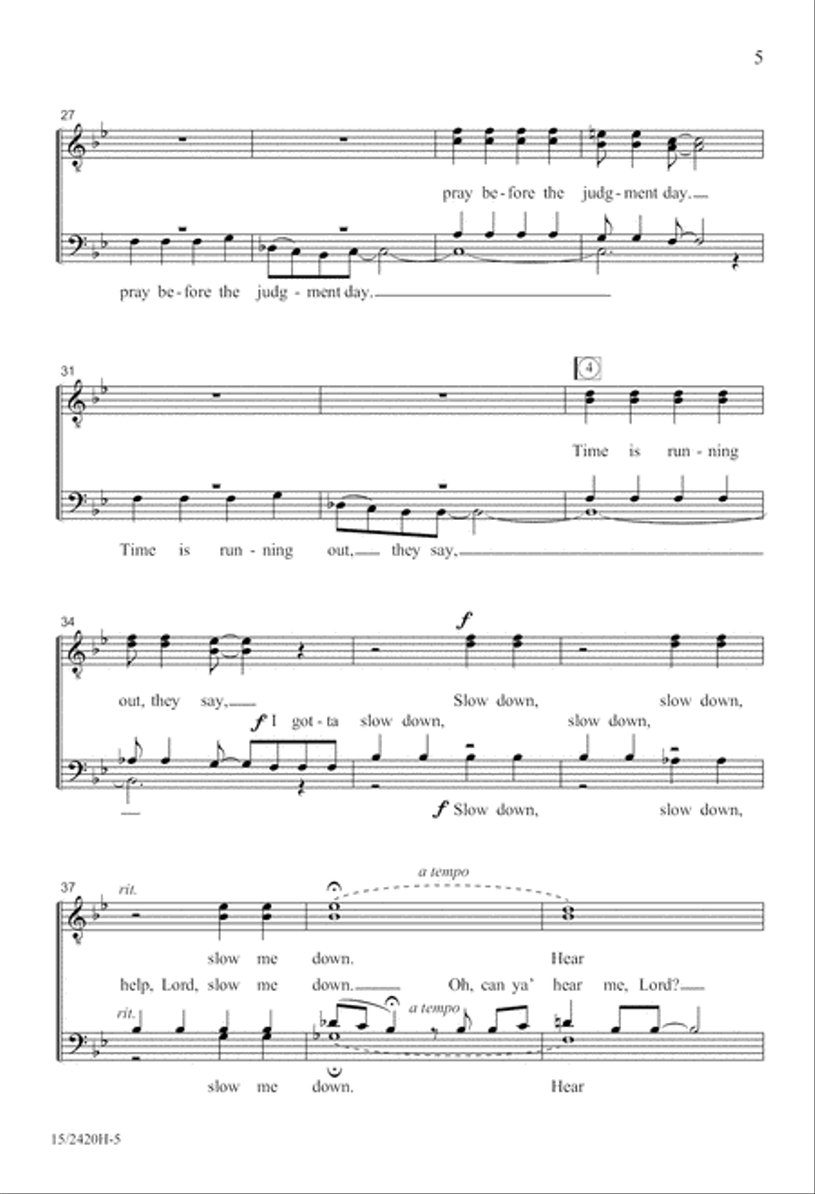 Slow Me Down, Lord TTBB scores gallery preview page 5