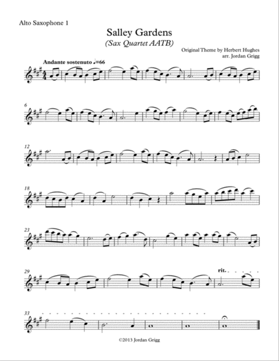 Salley Gardens (Sax Quartet AATB) Saxophone Quartet scores gallery preview page 3