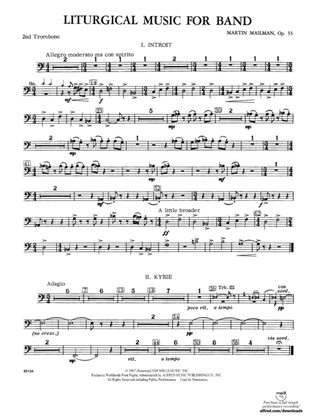 Liturgical Music for Band, Op. 33: 2nd Trombone