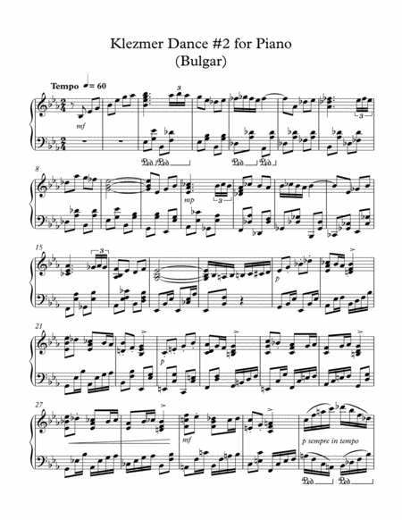 Klezmer Dance # 2 for Piano (Bulgar)