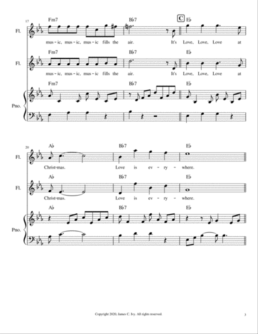 Love At Christmas for Two Flutes and Piano Flute Duet scores gallery preview page 4