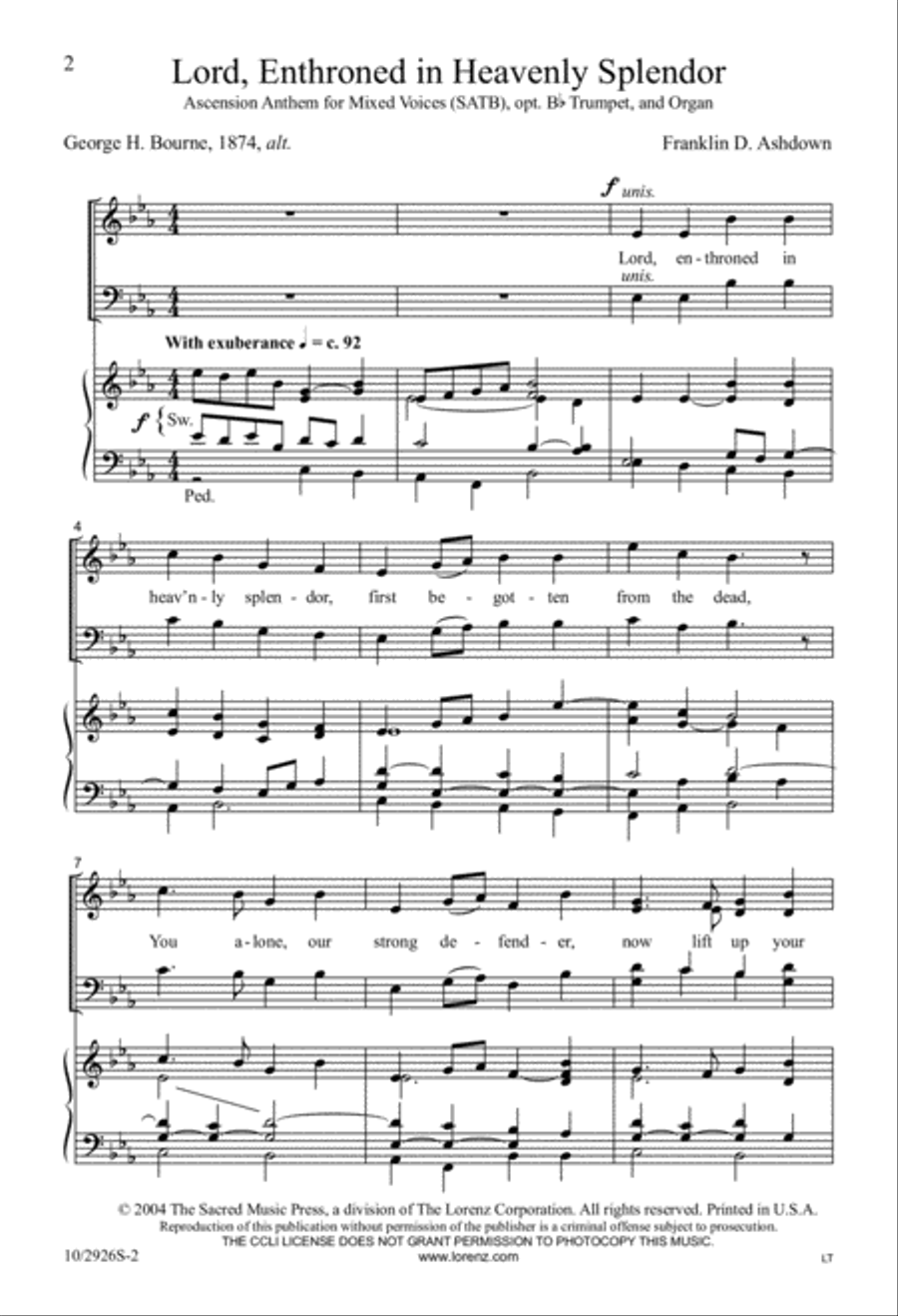 Lord, Enthroned in Heavenly Splendor 4-Part scores gallery preview page 1