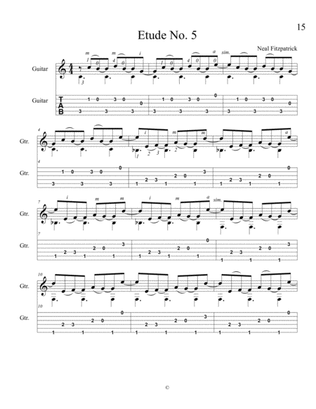 Etude No.5 For Guitar by Neal Fitzpatrick-Tablature Edition