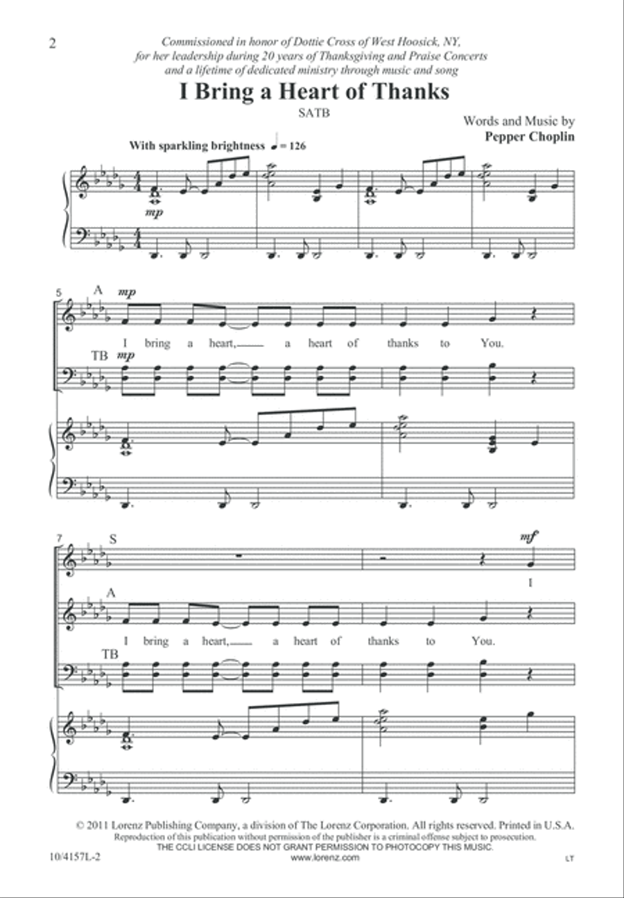 I Bring a Heart of Thanks 4-Part scores gallery preview page 3