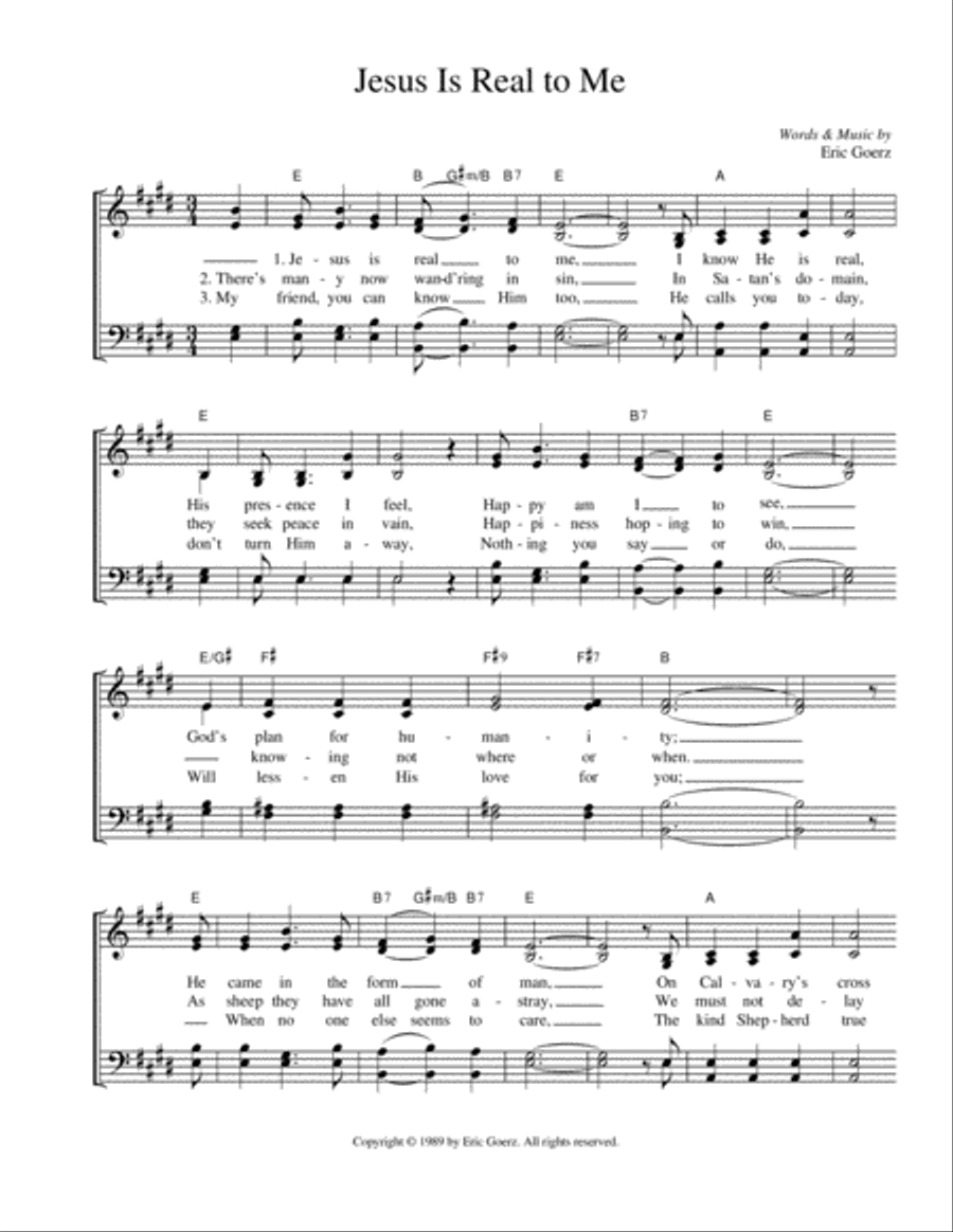 Jesus Is Real To Me 4-Part scores gallery preview page 1