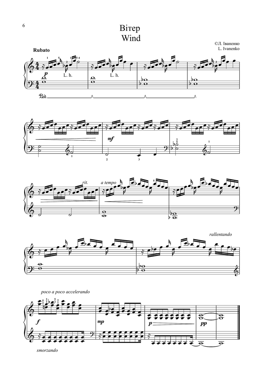 The Wind (from Light Piano music collection) Piano Solo scores gallery preview page 1