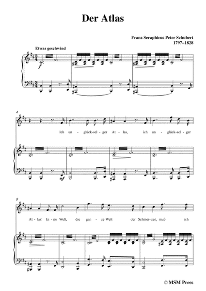 Schubert-Der Atlas,in b minor,for Voice&Piano image number null