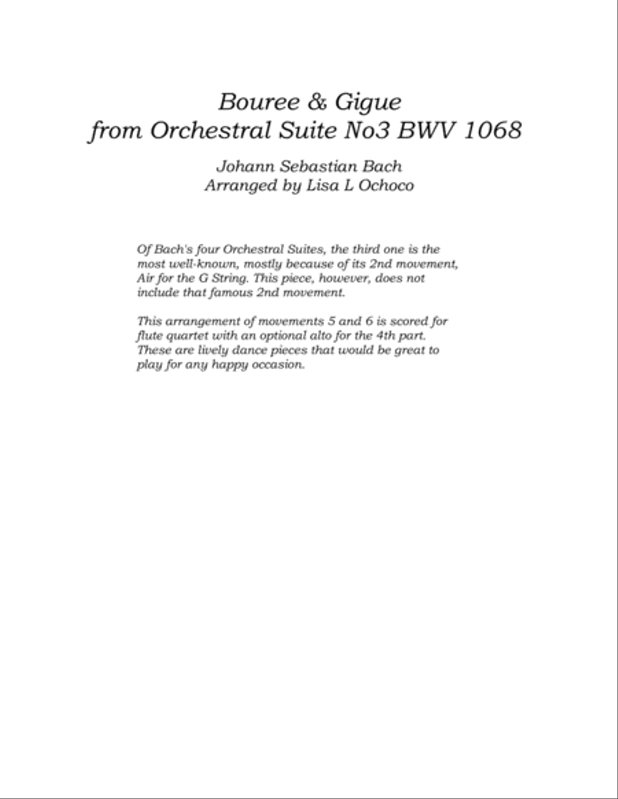 Bouree and Gigue from Orchestral Suite No3 BWV1068 for Flute Quartet Flute Quartet scores gallery preview page 4