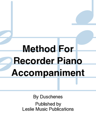 Book cover for Method For Recorder Piano Accompaniment