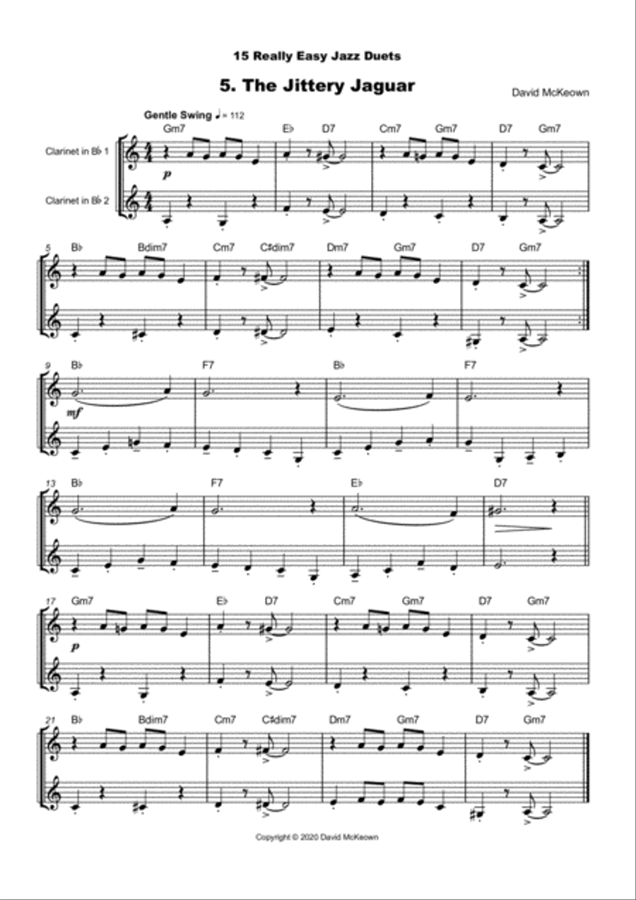 15 Really Easy Jazz Duets for Clarinet Duet Clarinet Duet scores gallery preview page 6