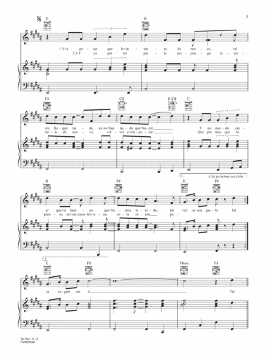 Tal Vez Piano, Vocal, Guitar scores gallery preview page 2