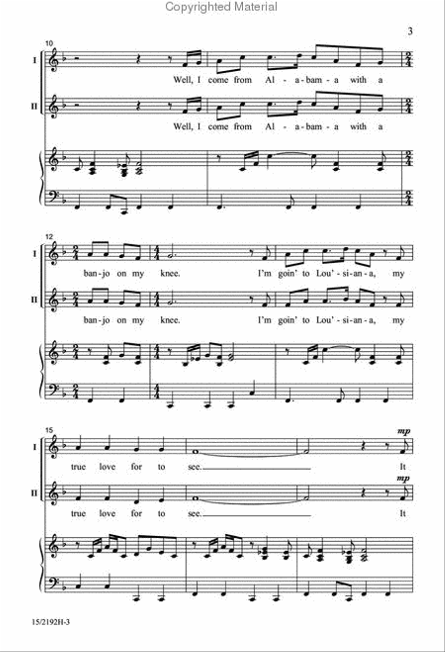 Banjo on My Knee (Oh, Susanna) 2-Part scores gallery preview page 3