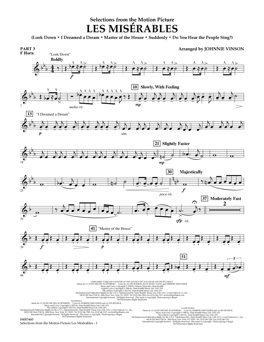 Les Miserables (Selections from the Motion Picture) - Pt.3 - F Horn Concert Band scores gallery preview page 1
