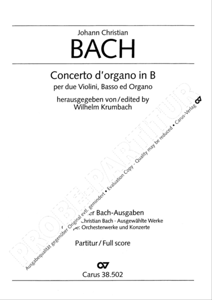 Organ Concerto in B flat major (Orgelkonzert in B) Violin scores gallery preview page 4