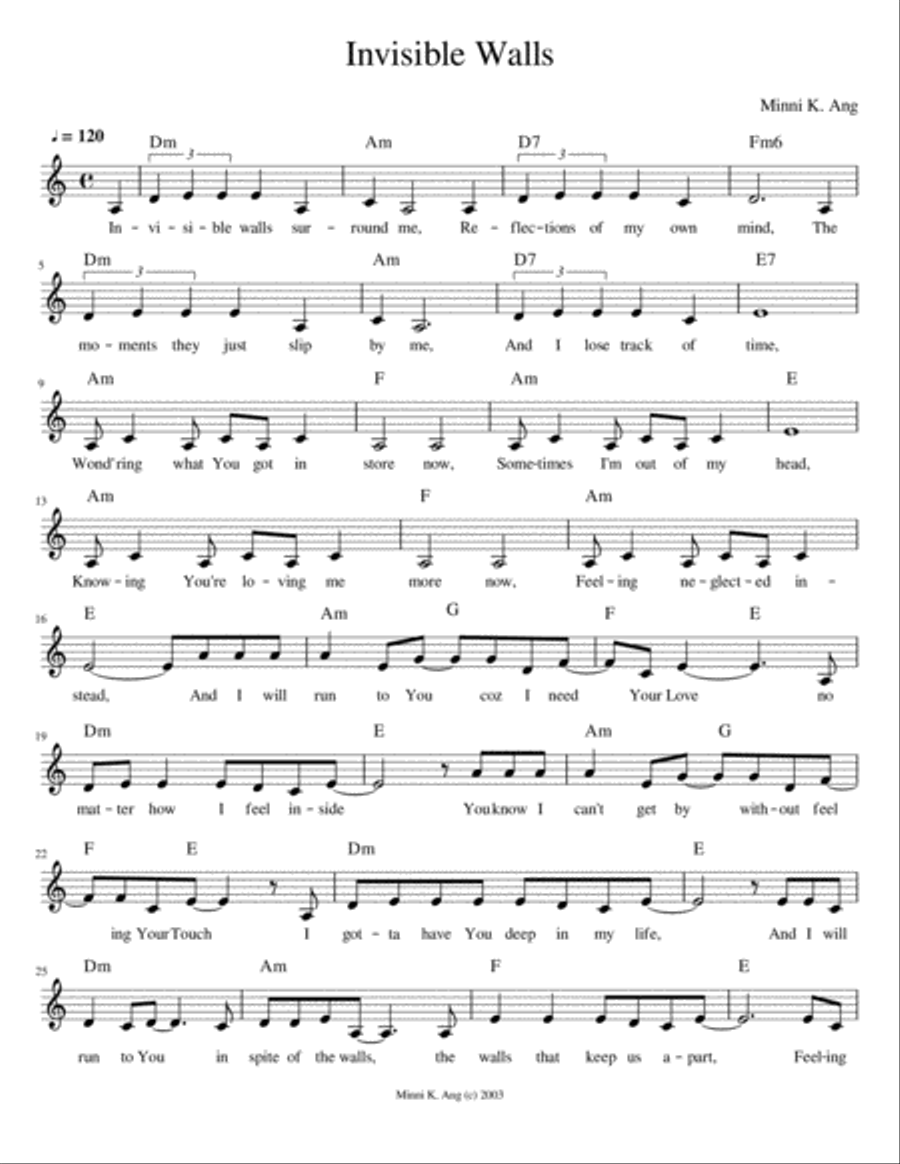 Invisible Walls Voice Solo scores gallery preview page 1