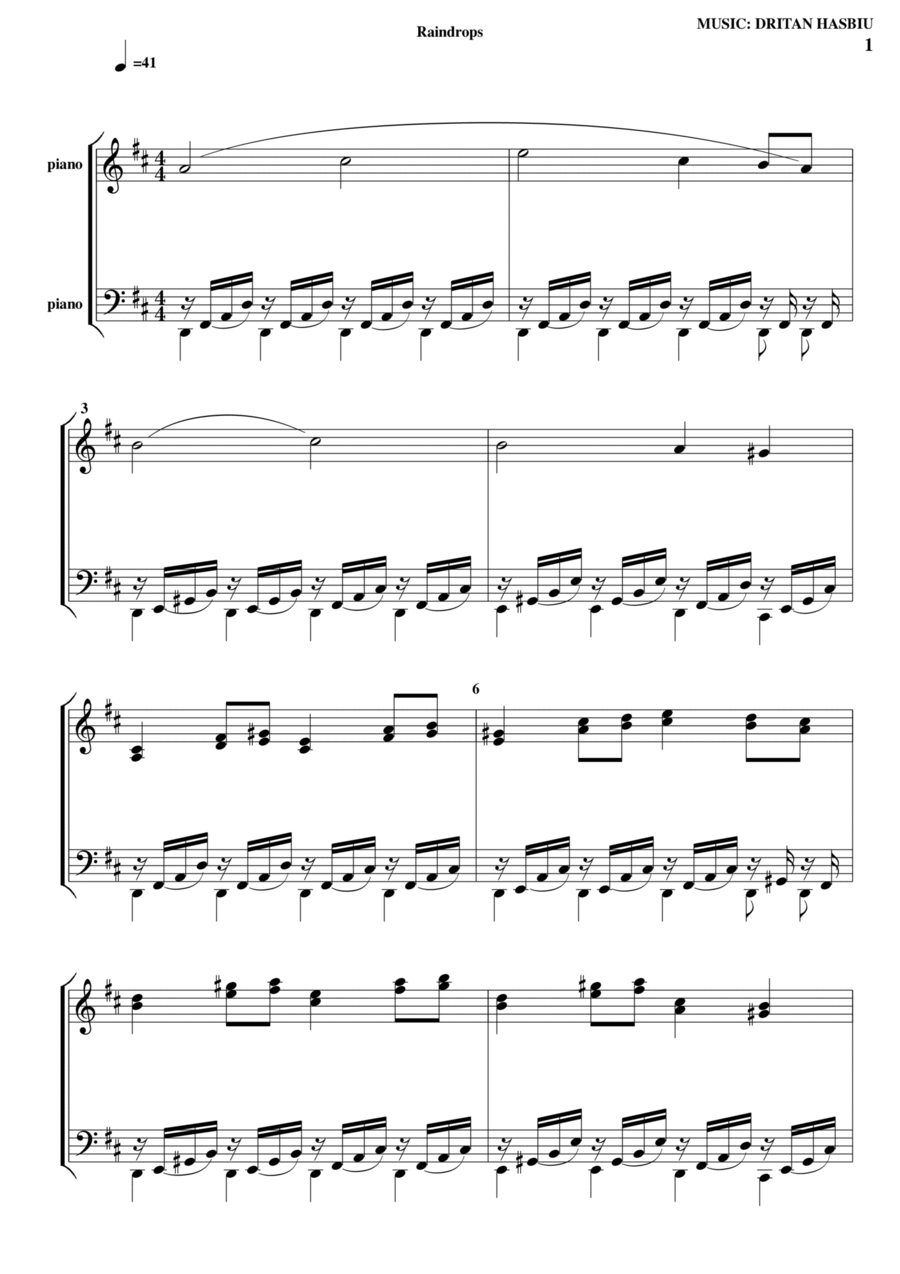 Raindrops Piano Solo scores gallery preview page 1