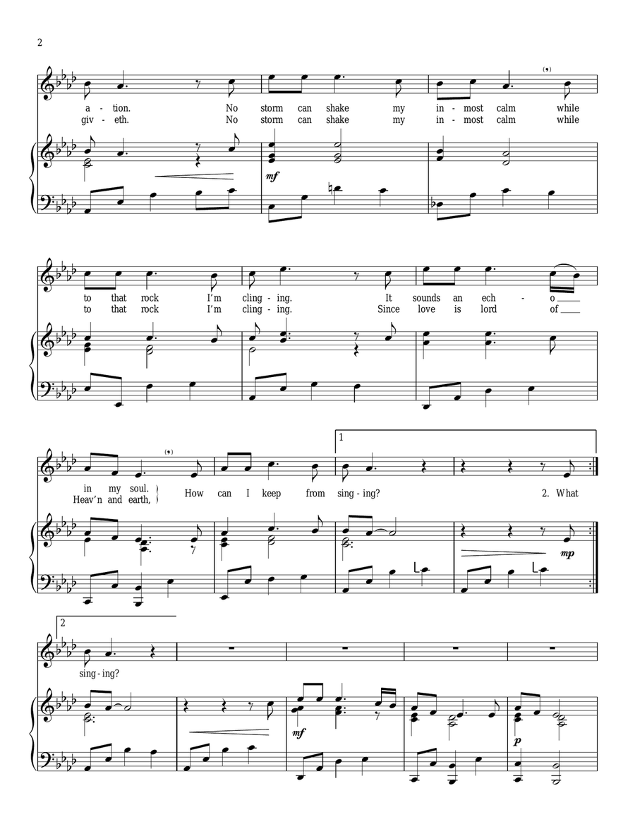 How Can I Keep From Singing Piano, Vocal scores gallery preview page 2
