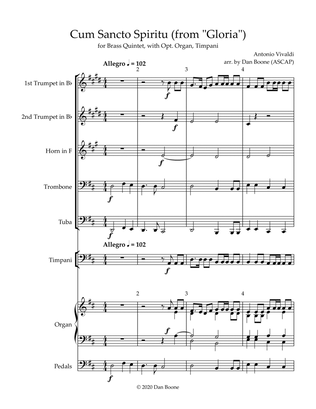Cum Sancto Spiritu (from "Gloria) for Brass Quintet, opt. accomp.