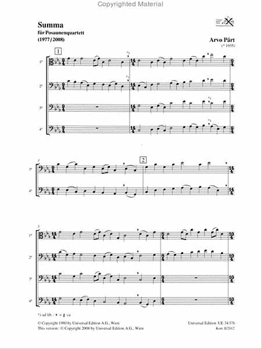 Summa Summa Trombone Quartet scores gallery preview page 2