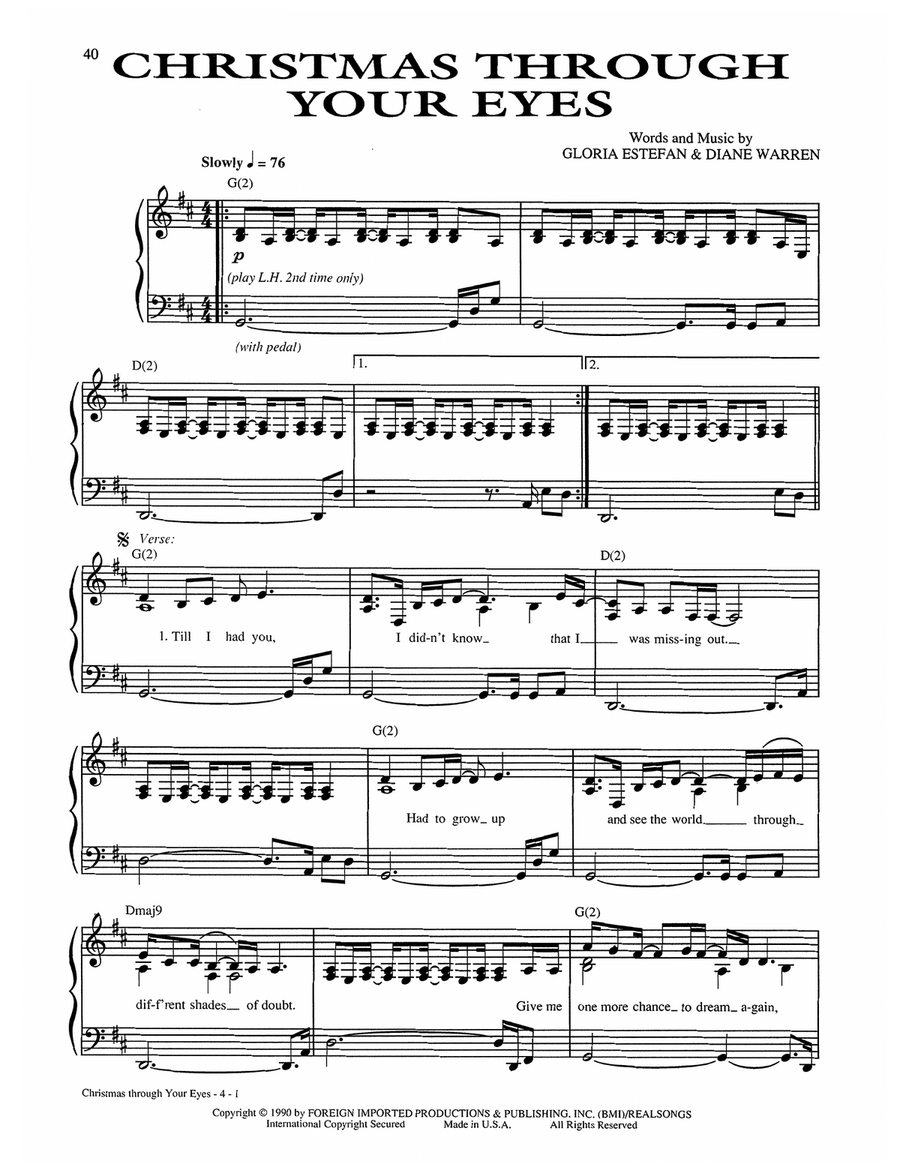 Christmas Through Your Eyes Piano, Vocal, Guitar scores gallery preview page 1