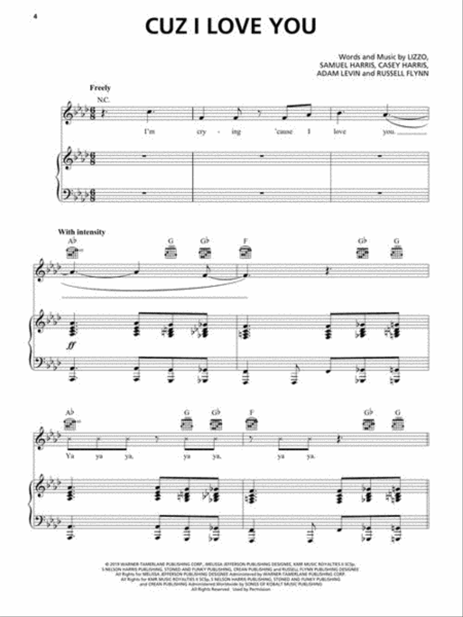 Lizzo – Cuz I Love You Piano, Vocal, Guitar scores gallery preview page 5