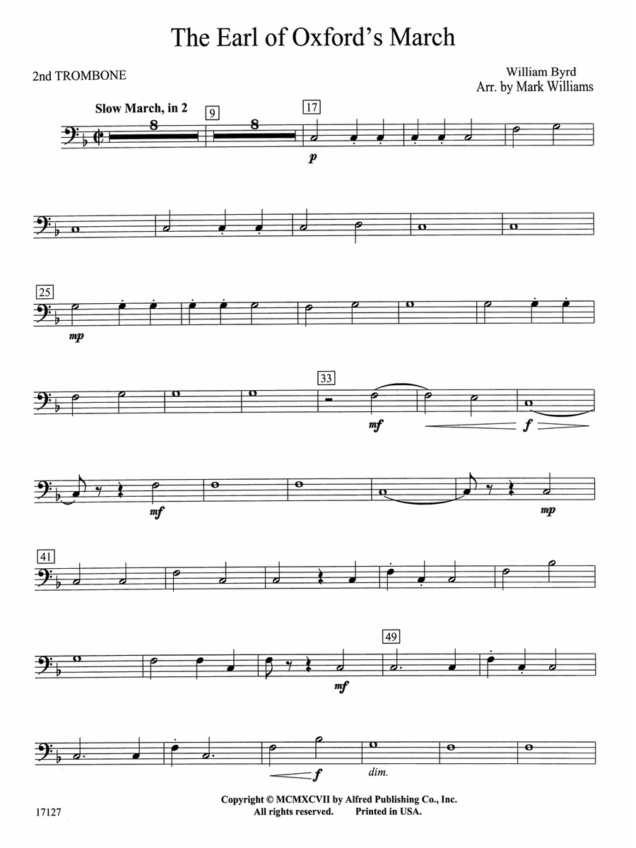 Earl of Oxford's March: 2nd Trombone