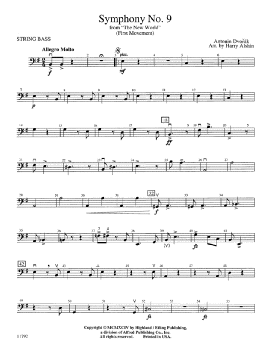 New World Symphony: String Bass String Orchestra scores gallery preview page 1
