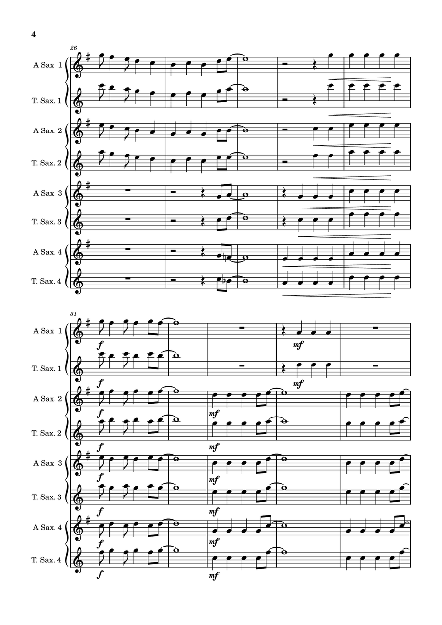 Four And A Bit (Sax Quartet flexible) Saxophone Quartet scores gallery preview page 4