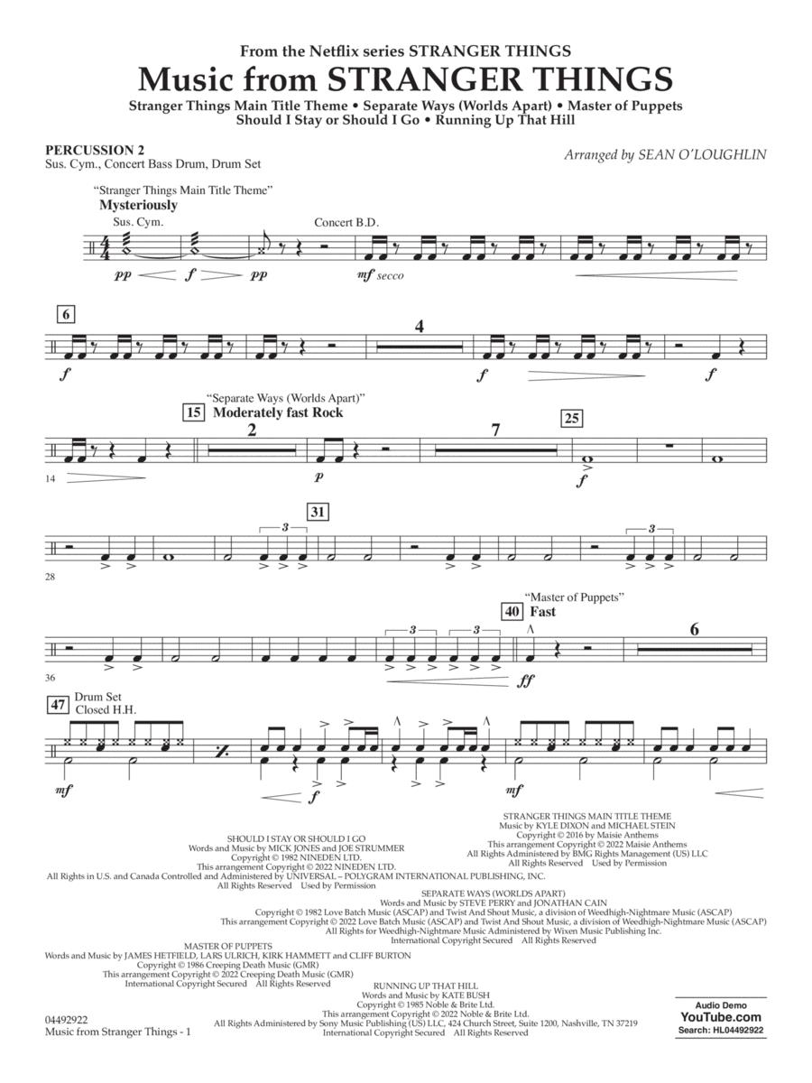 Music from Stranger Things - Percussion 2 String Orchestra scores gallery preview page 1