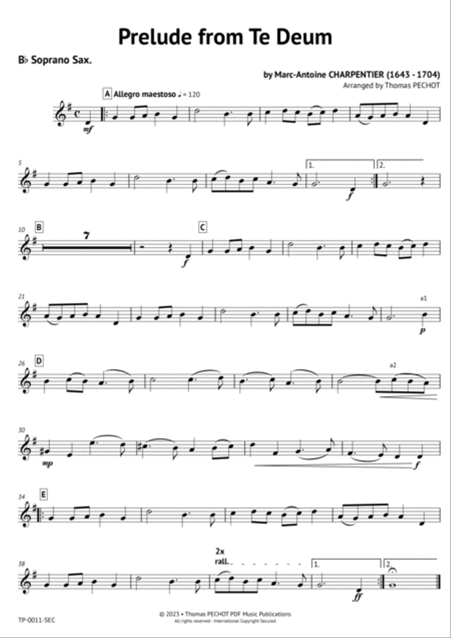 Prelude from Te Deum Woodwind Ensemble scores gallery preview page 6