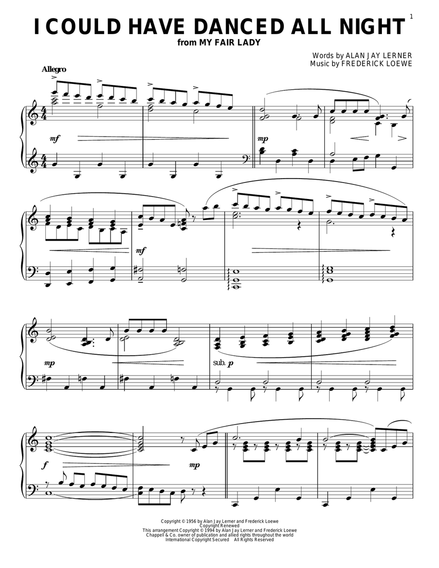 I Could Have Danced All Night Piano Solo scores gallery preview page 1