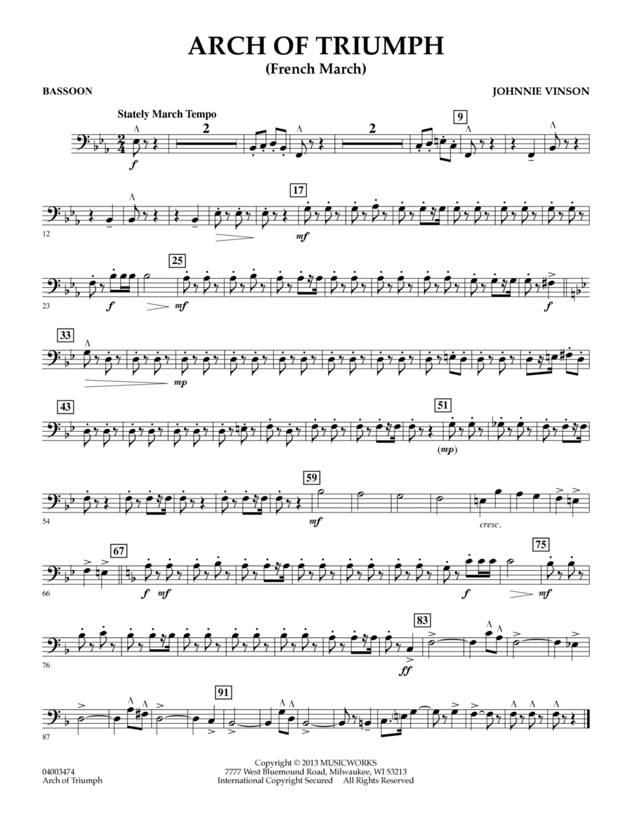 Arch of Triumph (French March) - Bassoon