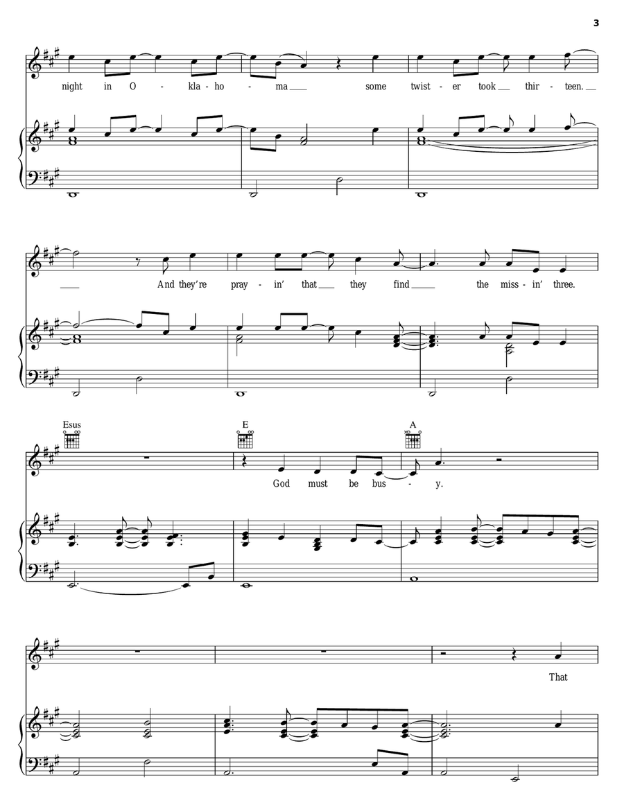 God Must Be Busy Piano, Vocal, Guitar scores gallery preview page 3